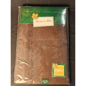 Fall Chocolate Brown Hemstitch Tablecloth - 52" x 70" - Holiday at Home